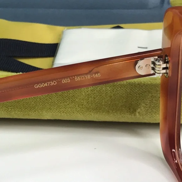 New Authentic Gucci GG0473O 003 Oversized Butterfly Eyeglasses
